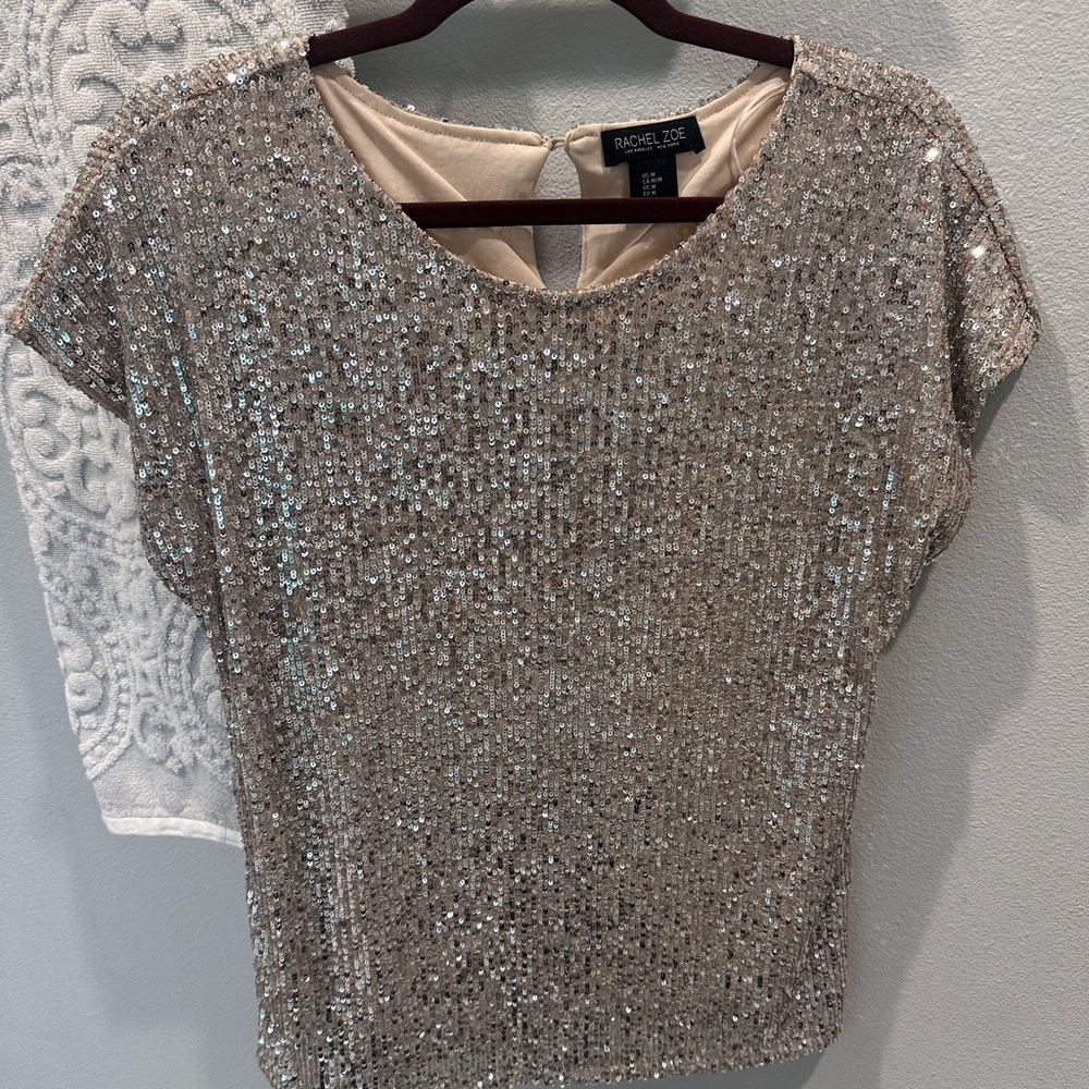 Rachel Zoe Glittering Silver Sequin Blouse - Picture 2 of 7